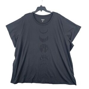 Torrid Moon Phase Rhinestone Graphic Tee Womens 6 Black Classic Fit Short Sleeve